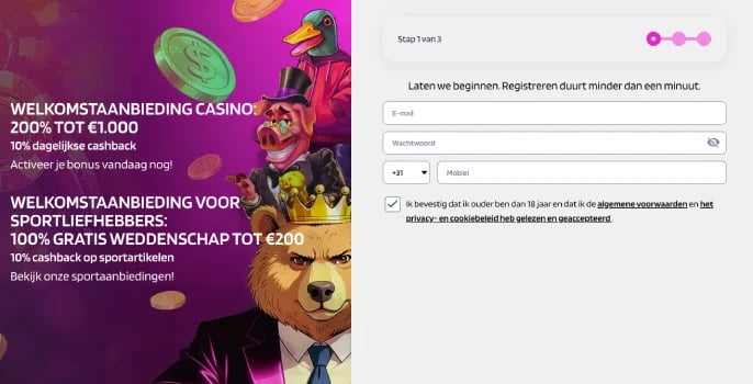 OHA Casino Registratie banner